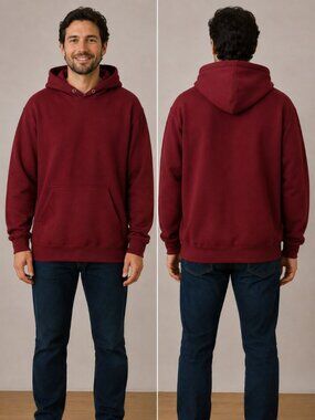 Mission Ridge Men’s Burgundy Maroon Fleece Pullover Hoodie Medium